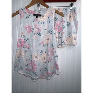 Derek Heart Lounge Set Women’s Medium Pink And White Short/Tank Set  Sleepwear